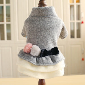 Winter Autumn Dog  Dress Coat with letter bowknot puppy