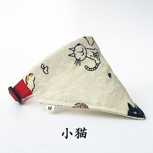 Pet Dog and Cat Bandanas Scarf Printed Triangular Canvas