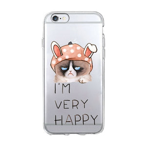 Funny cute cat dog Animal Phone Case For iPhone 7 7S 5 SE 5s 4S 6 6S 7 8 Plus X XR XS MAX Soft TPU Transparent silicone cover