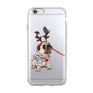 Funny cute cat dog Animal Phone Case For iPhone 7 7S 5 SE 5s 4S 6 6S 7 8 Plus X XR XS MAX Soft TPU Transparent silicone cover