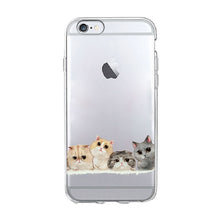 Load image into Gallery viewer, Funny cute cat dog Animal Phone Case For iPhone 7 7S 5 SE 5s 4S 6 6S 7 8 Plus X XR XS MAX Soft TPU Transparent silicone cover