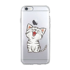 Funny cute cat dog Animal Phone Case For iPhone 7 7S 5 SE 5s 4S 6 6S 7 8 Plus X XR XS MAX Soft TPU Transparent silicone cover