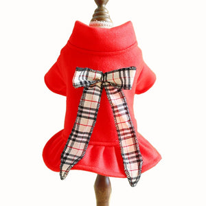 Winter Autumn Dog  Dress Coat with letter bowknot puppy