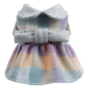 Winter Autumn Dog  Dress Coat with letter bowknot puppy