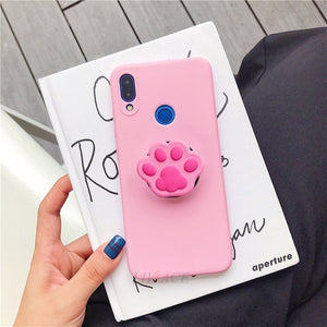 3D silicone cartoon phone holder case for samsung galaxy A50 A30 A40 A20 A10 A70 A60 A80 A7 2018 a8s cute stand soft back cover