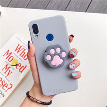 Load image into Gallery viewer, 3D silicone cartoon phone holder case for samsung galaxy A50 A30 A40 A20 A10 A70 A60 A80 A7 2018 a8s cute stand soft back cover