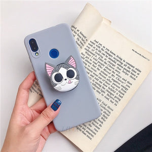 3D silicone cartoon phone holder case for samsung galaxy A50 A30 A40 A20 A10 A70 A60 A80 A7 2018 a8s cute stand soft back cover