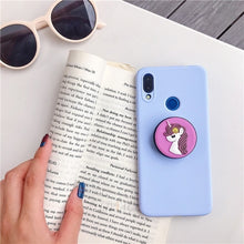 Load image into Gallery viewer, 3D silicone cartoon phone holder case for samsung galaxy A50 A30 A40 A20 A10 A70 A60 A80 A7 2018 a8s cute stand soft back cover