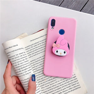 3D silicone cartoon phone holder case for samsung galaxy A50 A30 A40 A20 A10 A70 A60 A80 A7 2018 a8s cute stand soft back cover