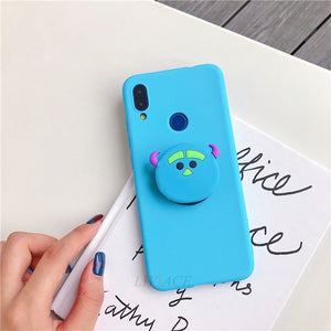 3D silicone cartoon phone holder case for samsung galaxy A50 A30 A40 A20 A10 A70 A60 A80 A7 2018 a8s cute stand soft back cover