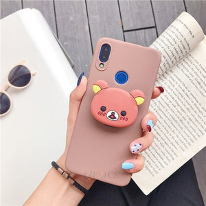 3D silicone cartoon case for huawei y9 y7 y6 y5 prime pro 2019 2018 girl cute phone holder stand soft cover funda coque