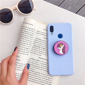 3D silicone cartoon case for huawei y9 y7 y6 y5 prime pro 2019 2018 girl cute phone holder stand soft cover funda coque