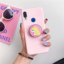 Load image into Gallery viewer, 3D silicone cartoon case for huawei y9 y7 y6 y5 prime pro 2019 2018 girl cute phone holder stand soft cover funda coque