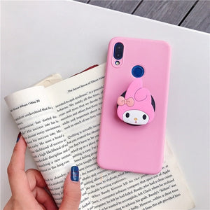 3D silicone cartoon case for huawei y9 y7 y6 y5 prime pro 2019 2018 girl cute phone holder stand soft cover funda coque