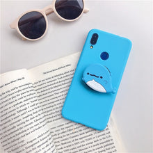 Load image into Gallery viewer, 3D silicone cartoon case for huawei y9 y7 y6 y5 prime pro 2019 2018 girl cute phone holder stand soft cover funda coque