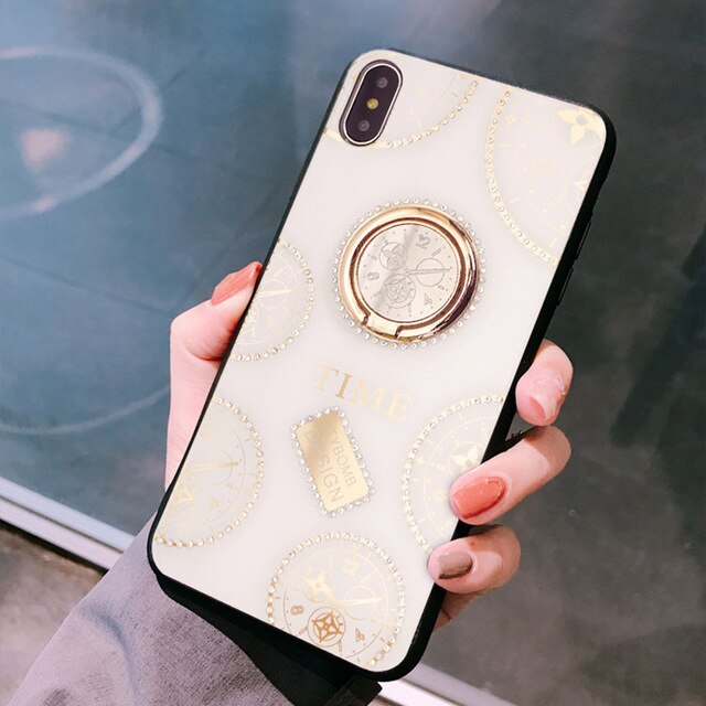 New time rhinestone for iPhone X XS XR Max / iPhone6S drop protection cover iPhone 6 7 8 Plus With Finger Ring