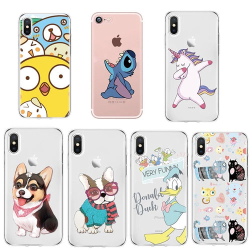 For iPhone 7 Coque Comic Cute dog Animals For iPhone XS 4S 5 5S SE 6 6S 8 plus X XR Fundas Soft Cover TPU For iPhone XS Max case