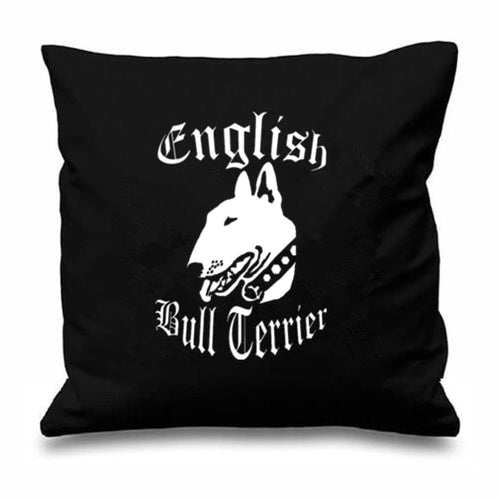 Black Dog English Bull Terrier Cushion Cover .