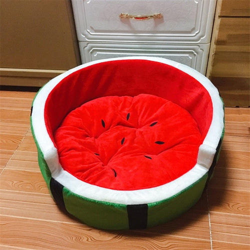 Cute Watermelon Modeling Kennel Dog Bed  Pet  Bed Removable Pillow Small Medium Dogs