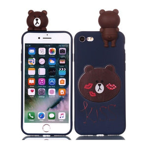 Coque for iPhone 7 7Plus Case 3D Unicorn Panda Dog Silicone Case Cover on for iPhone 5 5S SE 6 6S 8 Plus X XS Phone Case Capinha