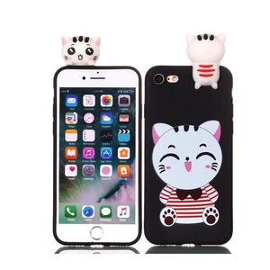 Coque for iPhone 7 7Plus Case 3D Unicorn Panda Dog Silicone Case Cover on for iPhone 5 5S SE 6 6S 8 Plus X XS Phone Case Capinha