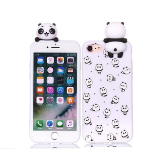 Coque for iPhone 7 7Plus Case 3D Unicorn Panda Dog Silicone Case Cover on for iPhone 5 5S SE 6 6S 8 Plus X XS Phone Case Capinha