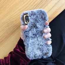 Load image into Gallery viewer, Cute Rabbit Hair Dog Cat Plush Phone Case for iPhone XS Max XS XR 8 7 6 6s Plus 3D Rabbit Ears Fur Fluffy Soft Back Cover