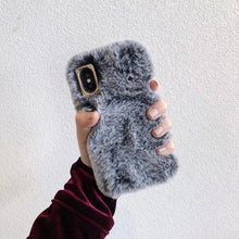 Load image into Gallery viewer, Cute Rabbit Hair Dog Cat Plush Phone Case for iPhone XS Max XS XR 8 7 6 6s Plus 3D Rabbit Ears Fur Fluffy Soft Back Cover