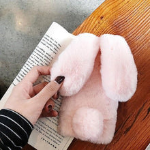 Load image into Gallery viewer, Cute Rabbit Hair Dog Cat Plush Phone Case for iPhone XS Max XS XR 8 7 6 6s Plus 3D Rabbit Ears Fur Fluffy Soft Back Cover