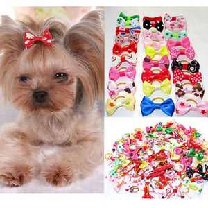 10PCS Bowknot Cute Dog Rubber Band Handmade