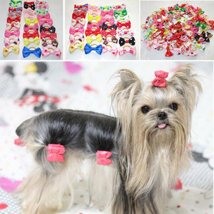 10PCS Bowknot Cute Dog Rubber Band Handmade