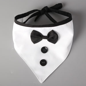 Handsome and Fashionable White Dog Bandana Tie