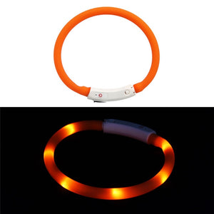 Rechargeable.Adjustable.Flashing Night Dog Collars USB