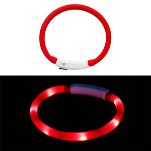 Rechargeable.Adjustable.Flashing Night Dog Collars USB