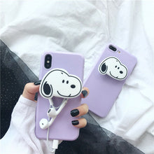 Load image into Gallery viewer, Cute Cartoon Dog Bracket Phone Cases For iphone x xr xs max xs Case Purple glossy silicone cover For iphone 6 6s 7 8plus Capa