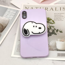 Load image into Gallery viewer, Cute Cartoon Dog Bracket Phone Cases For iphone x xr xs max xs Case Purple glossy silicone cover For iphone 6 6s 7 8plus Capa