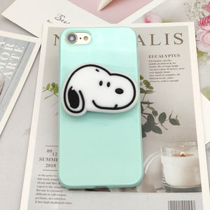 Cute Cartoon Dog Bracket Phone Cases For iphone x xr xs max xs Case Purple glossy silicone cover For iphone 6 6s 7 8plus Capa