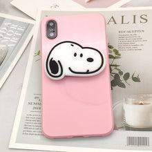 Load image into Gallery viewer, Cute Cartoon Dog Bracket Phone Cases For iphone x xr xs max xs Case Purple glossy silicone cover For iphone 6 6s 7 8plus Capa