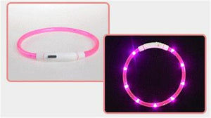 Rechargeable.Adjustable.Flashing Night Dog Collars USB